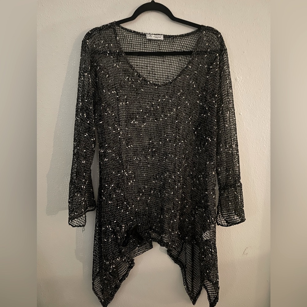 Magna Sheer long sleeve Coverlet Sweater
